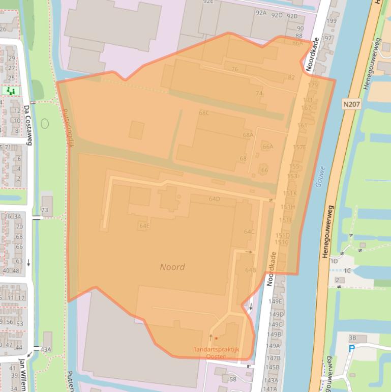 Kaart van postcodegebied 2741EZ.