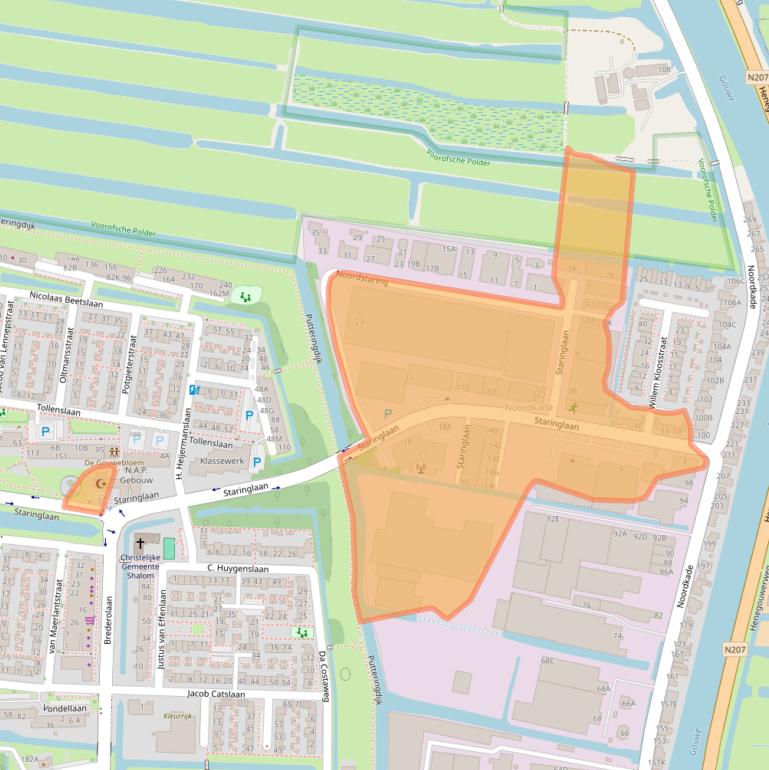 Kaart van postcodegebied 2741GC.