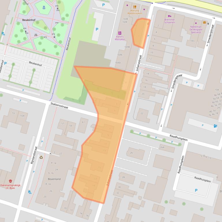 Kaart van postcodegebied 2741HJ.