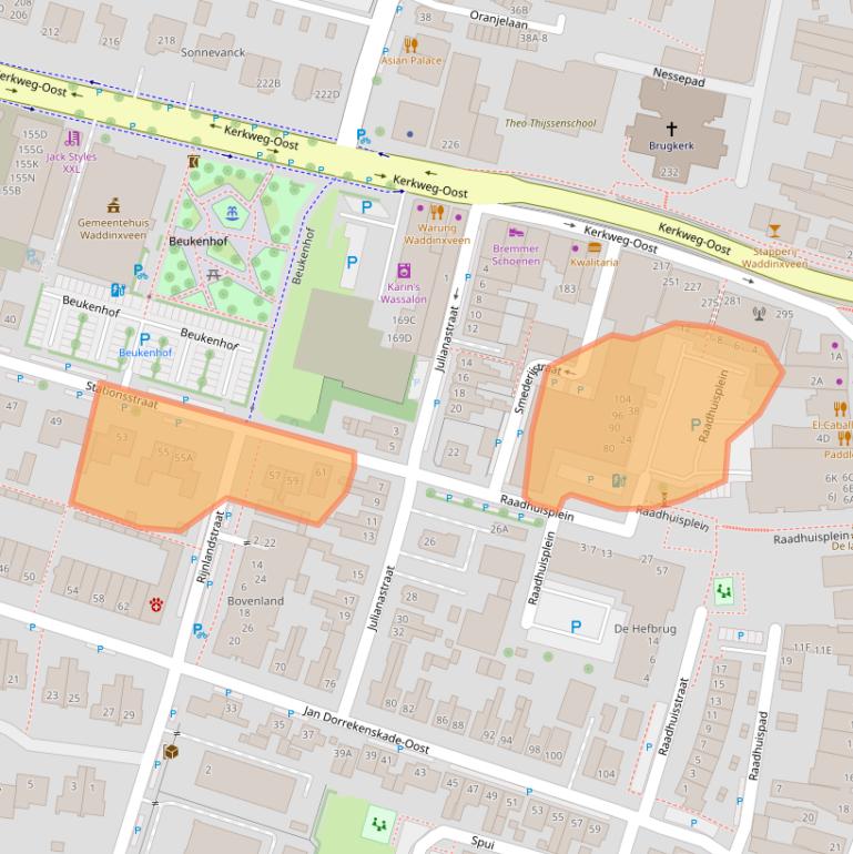 Kaart van postcodegebied 2741HR.