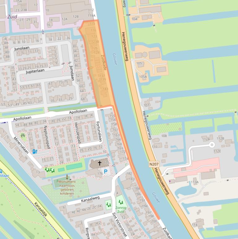 Kaart van postcodegebied 2741JH.