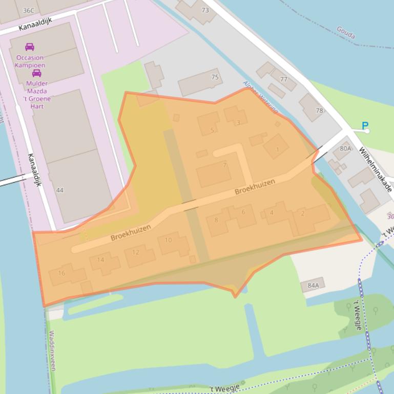 Kaart van postcodegebied 2741JW.