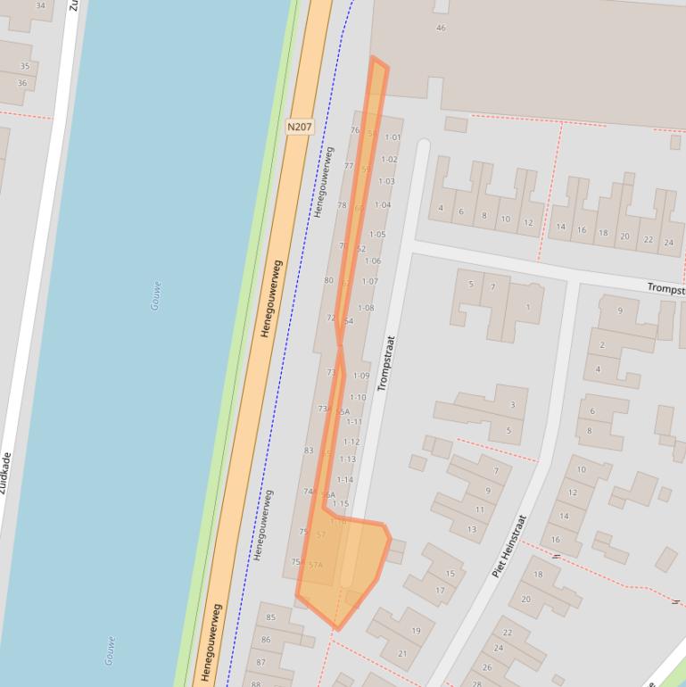 Kaart van postcodegebied 2741KD.