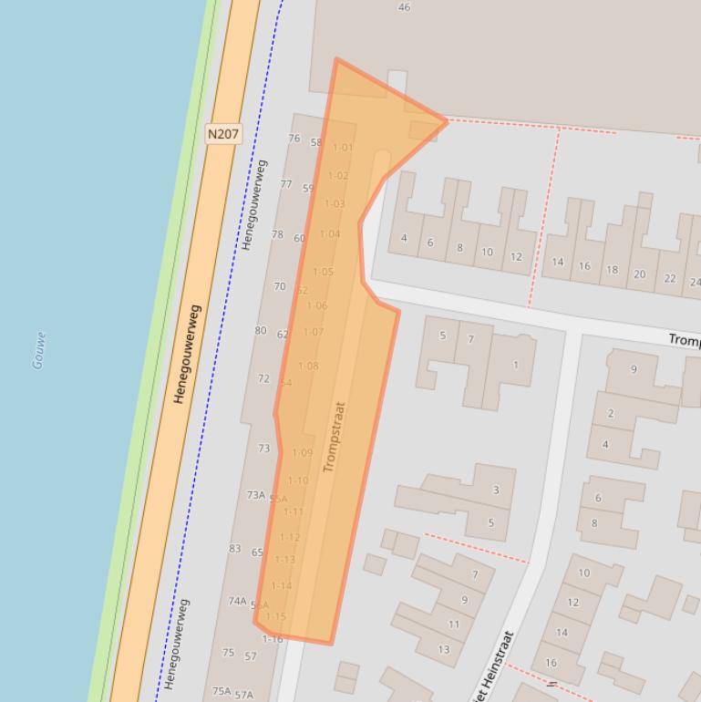 Kaart van postcodegebied 2741KE.