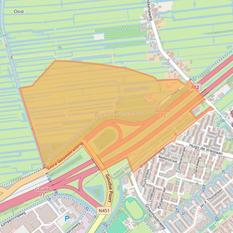 Kaart van postcodegebied 2741LG.