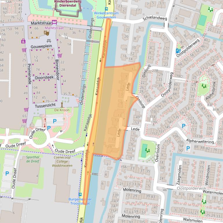 Kaart van postcodegebied 2741MB.