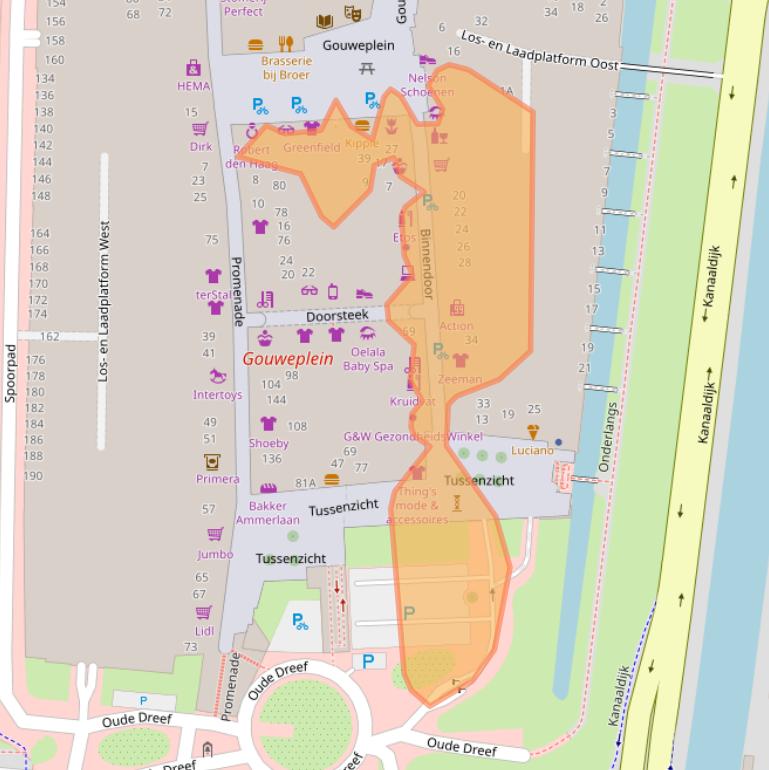 Kaart van postcodegebied 2741NP.