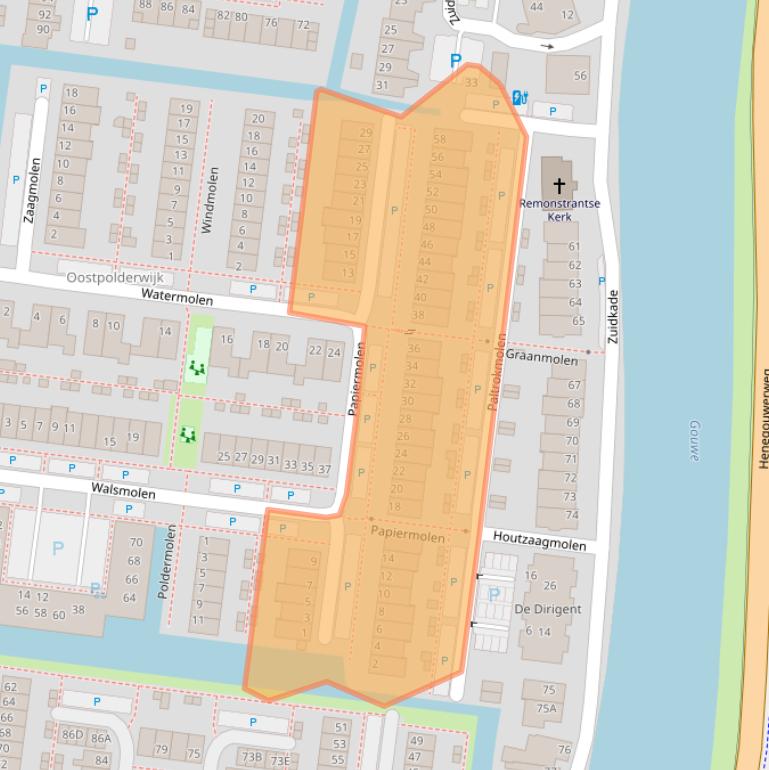 Kaart van postcodegebied 2741NR.