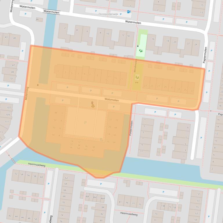 Kaart van postcodegebied 2741NT.