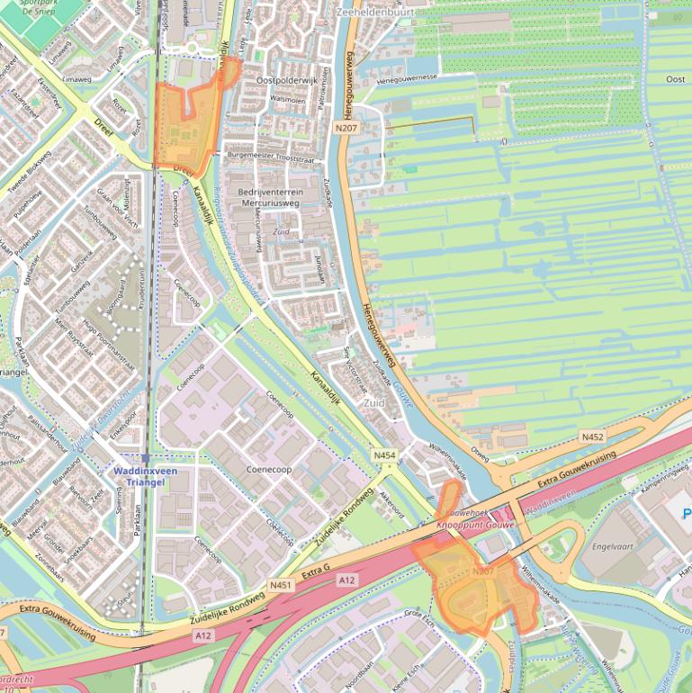 Kaart van postcodegebied 2741PA.