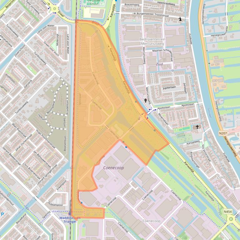 Kaart van postcodegebied 2741PG.