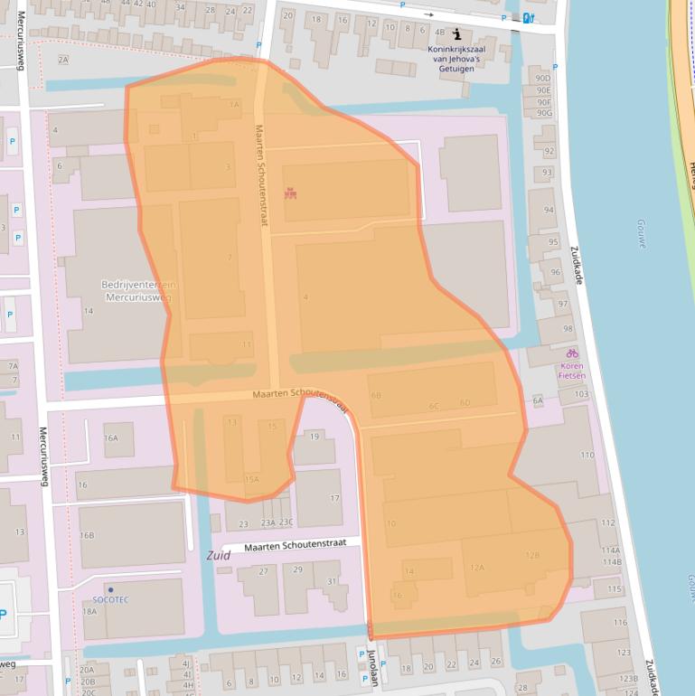 Kaart van postcodegebied 2741SZ.