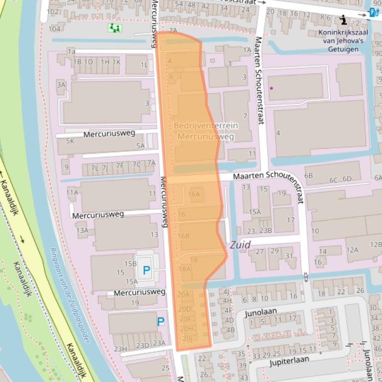 Kaart van postcodegebied 2741TA.