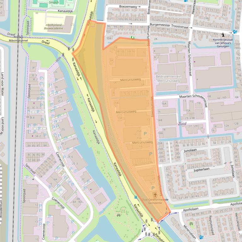 Kaart van postcodegebied 2741TB.