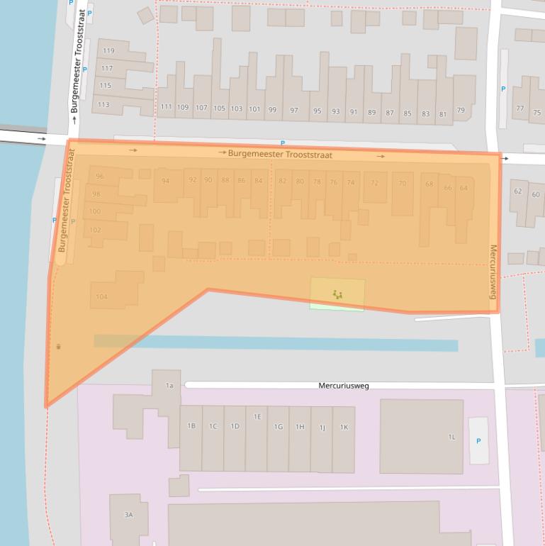 Kaart van postcodegebied 2741TS.