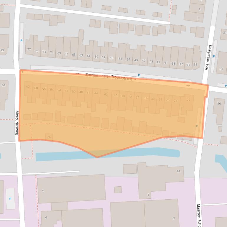 Kaart van postcodegebied 2741TT.