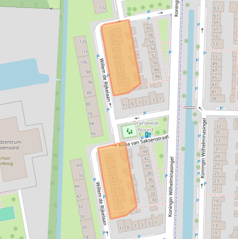 Kaart van postcodegebied 2741VS.
