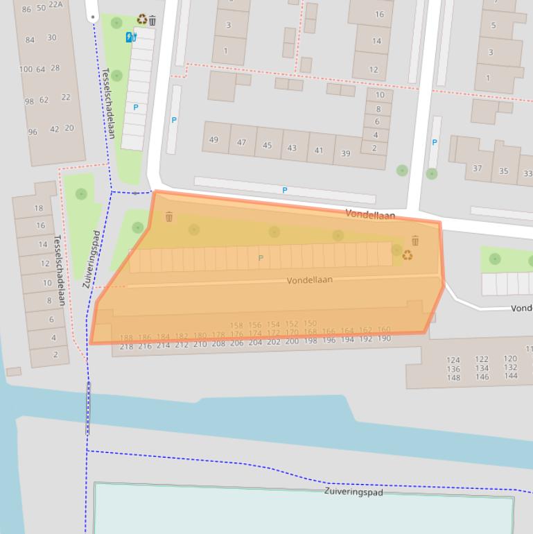 Kaart van postcodegebied 2741XB.
