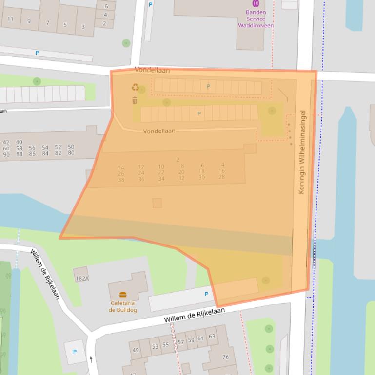 Kaart van postcodegebied 2741XG.