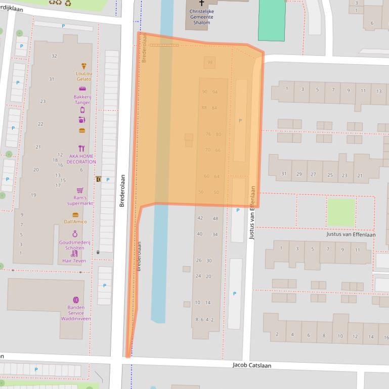 Kaart van postcodegebied 2741XN.