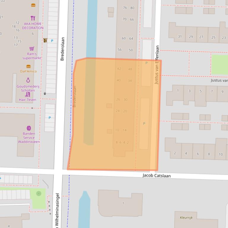 Kaart van postcodegebied 2741XP.