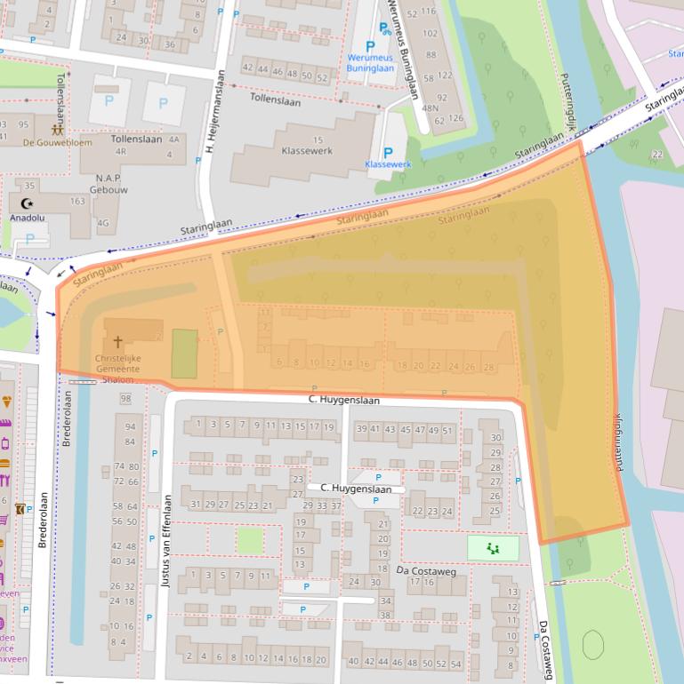 Kaart van postcodegebied 2741XT.