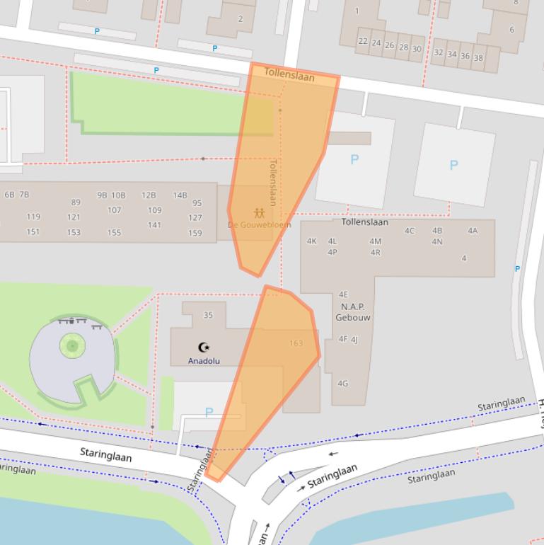 Kaart van postcodegebied 2741XX.