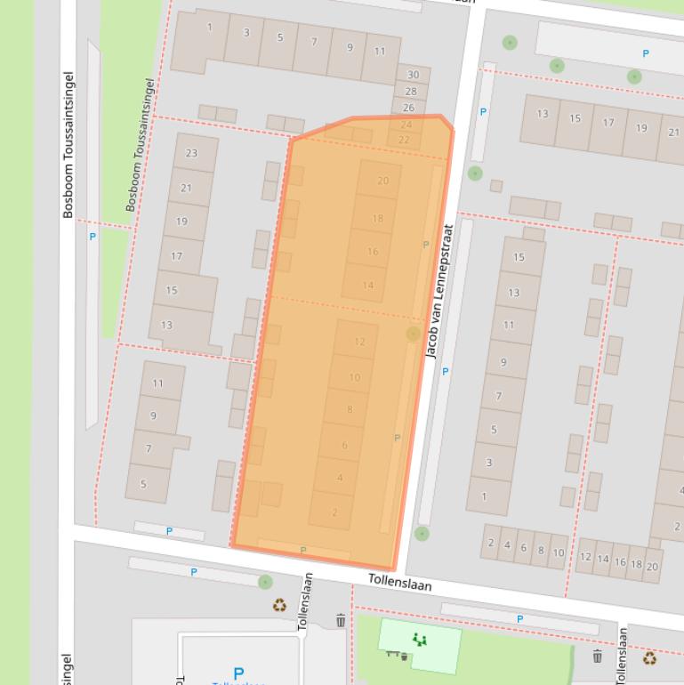 Kaart van postcodegebied 2741ZB.