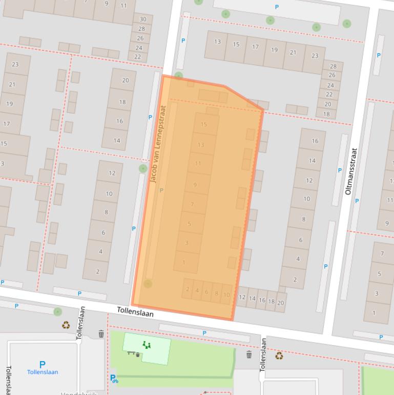 Kaart van postcodegebied 2741ZC.