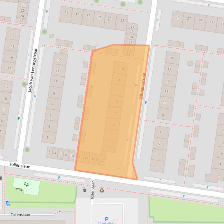 Kaart van postcodegebied 2741ZD.