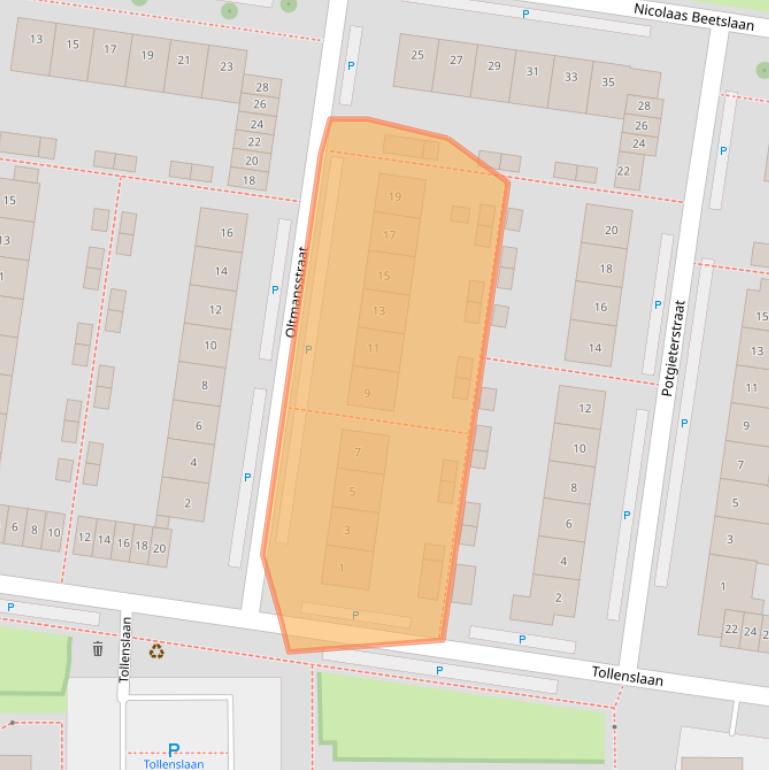 Kaart van postcodegebied 2741ZE.