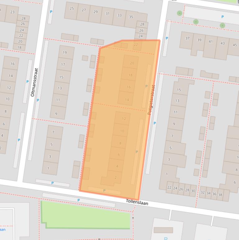 Kaart van postcodegebied 2741ZG.