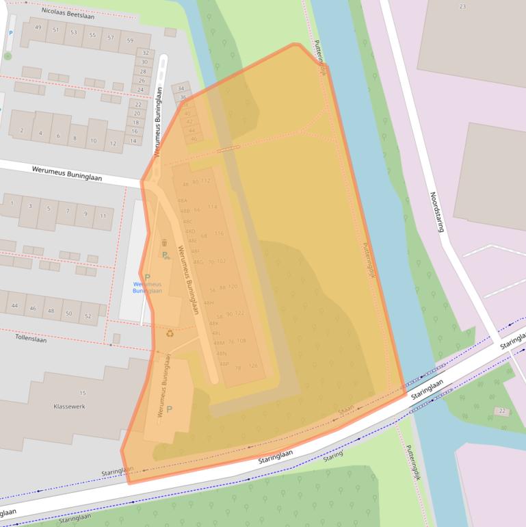 Kaart van postcodegebied 2741ZK.