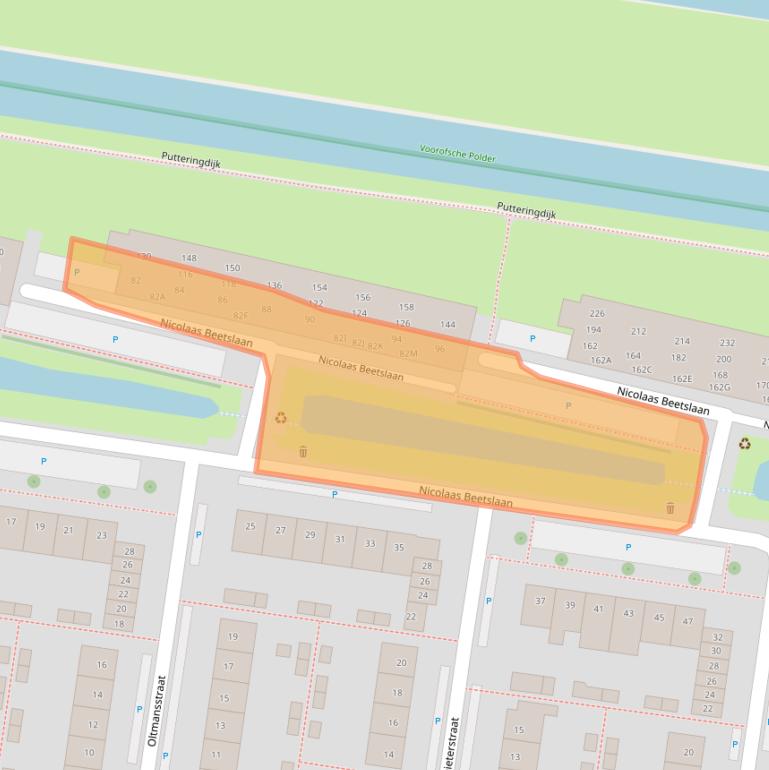 Kaart van postcodegebied 2741ZT.
