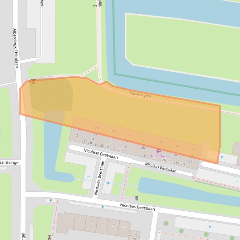 Kaart van postcodegebied 2741ZV.