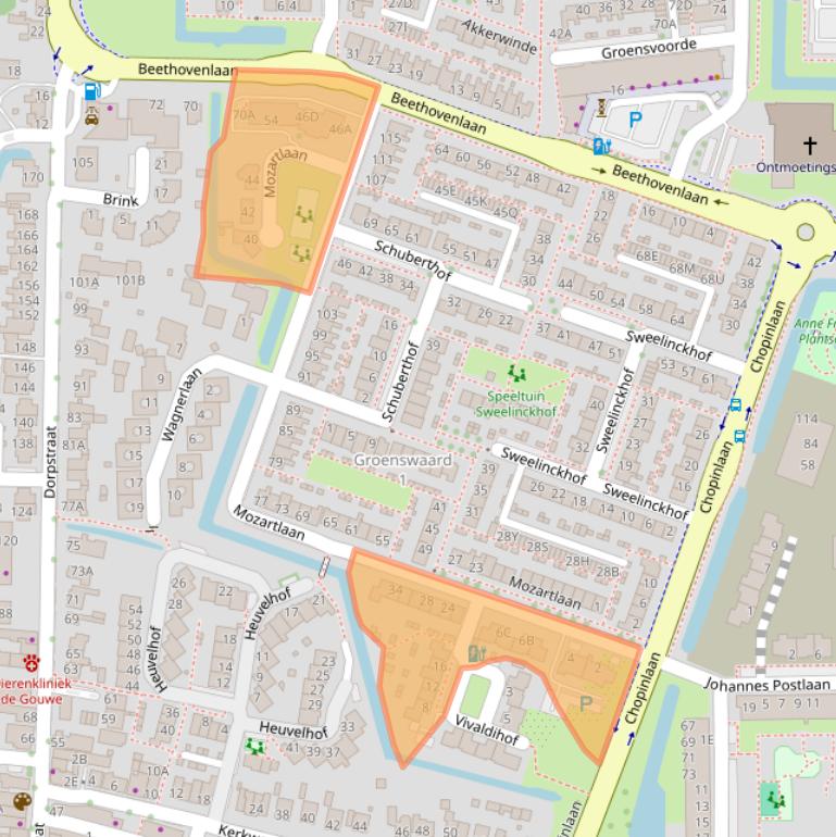 Kaart van postcodegebied 2742BN.