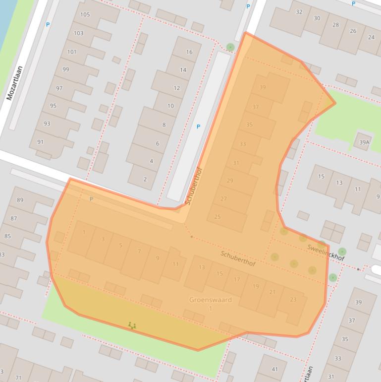 Kaart van postcodegebied 2742BT.
