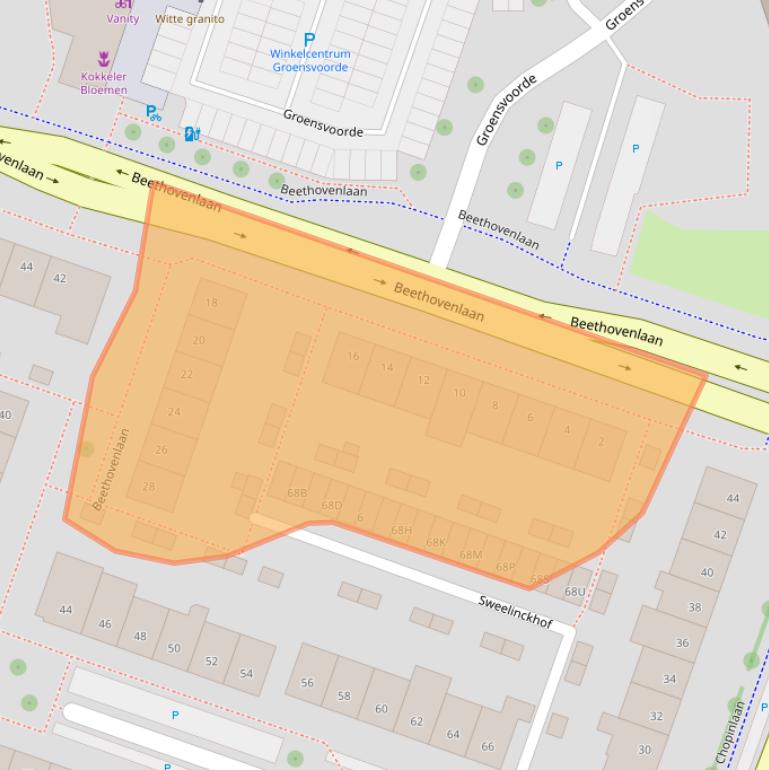 Kaart van postcodegebied 2742CG.