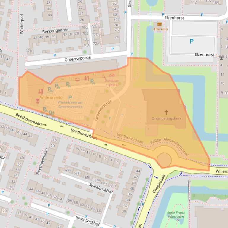 Kaart van postcodegebied 2742DJ.