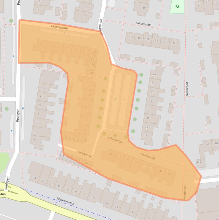 Kaart van postcodegebied 2742DS.