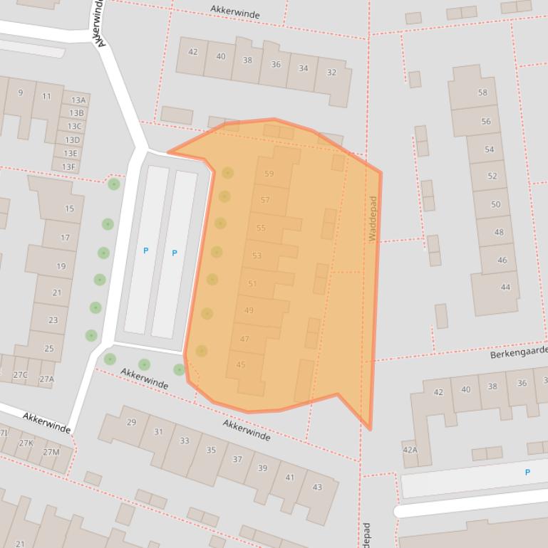 Kaart van postcodegebied 2742DT.