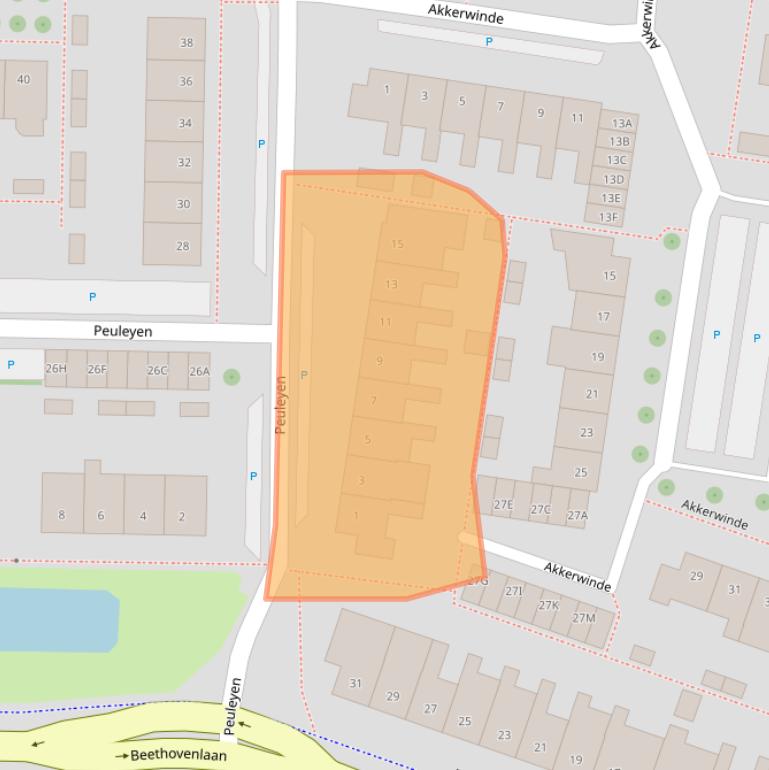 Kaart van postcodegebied 2742EC.