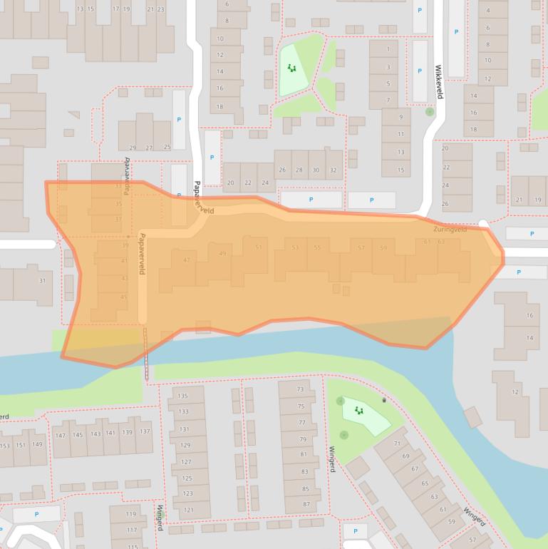 Kaart van postcodegebied 2742GK.