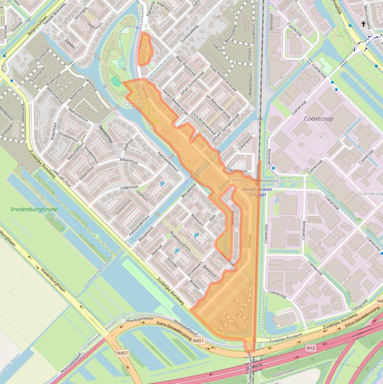 Kaart van postcodegebied 2742MG.