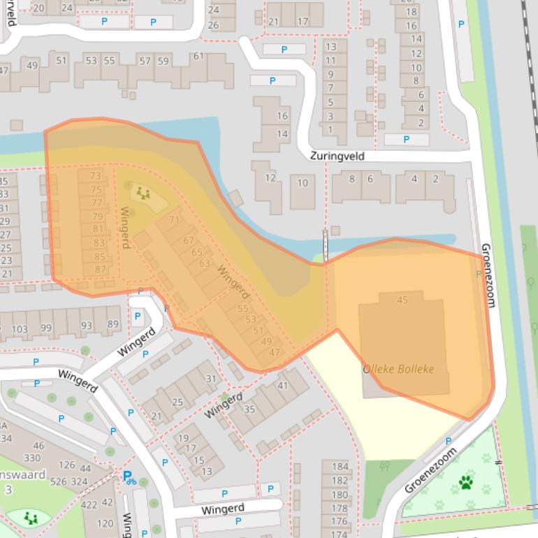 Kaart van postcodegebied 2742SC.