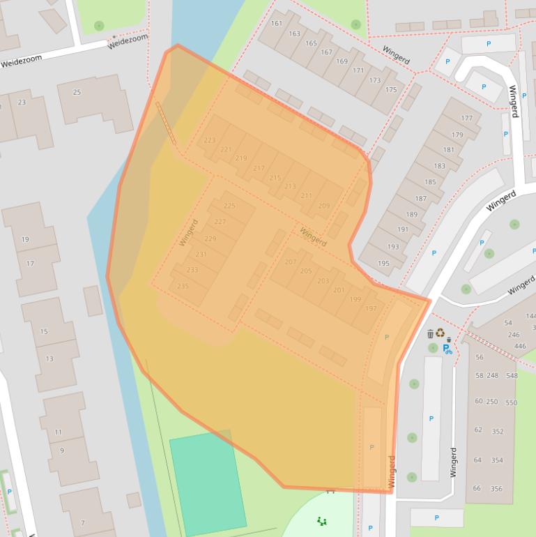 Kaart van postcodegebied 2742SJ.