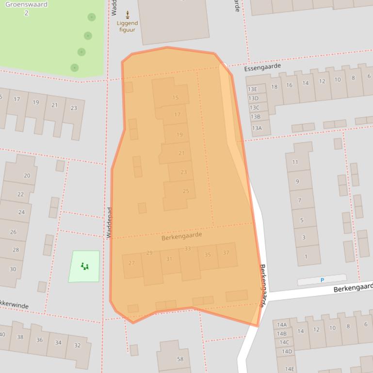 Kaart van postcodegebied 2742TT.