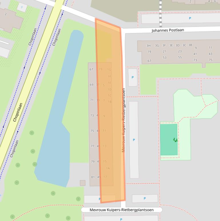 Kaart van postcodegebied 2742VG.