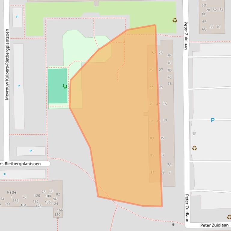 Kaart van postcodegebied 2742XD.