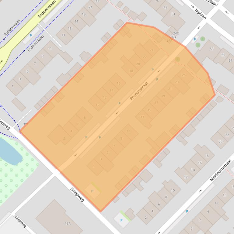 Kaart van postcodegebied 2742XJ.